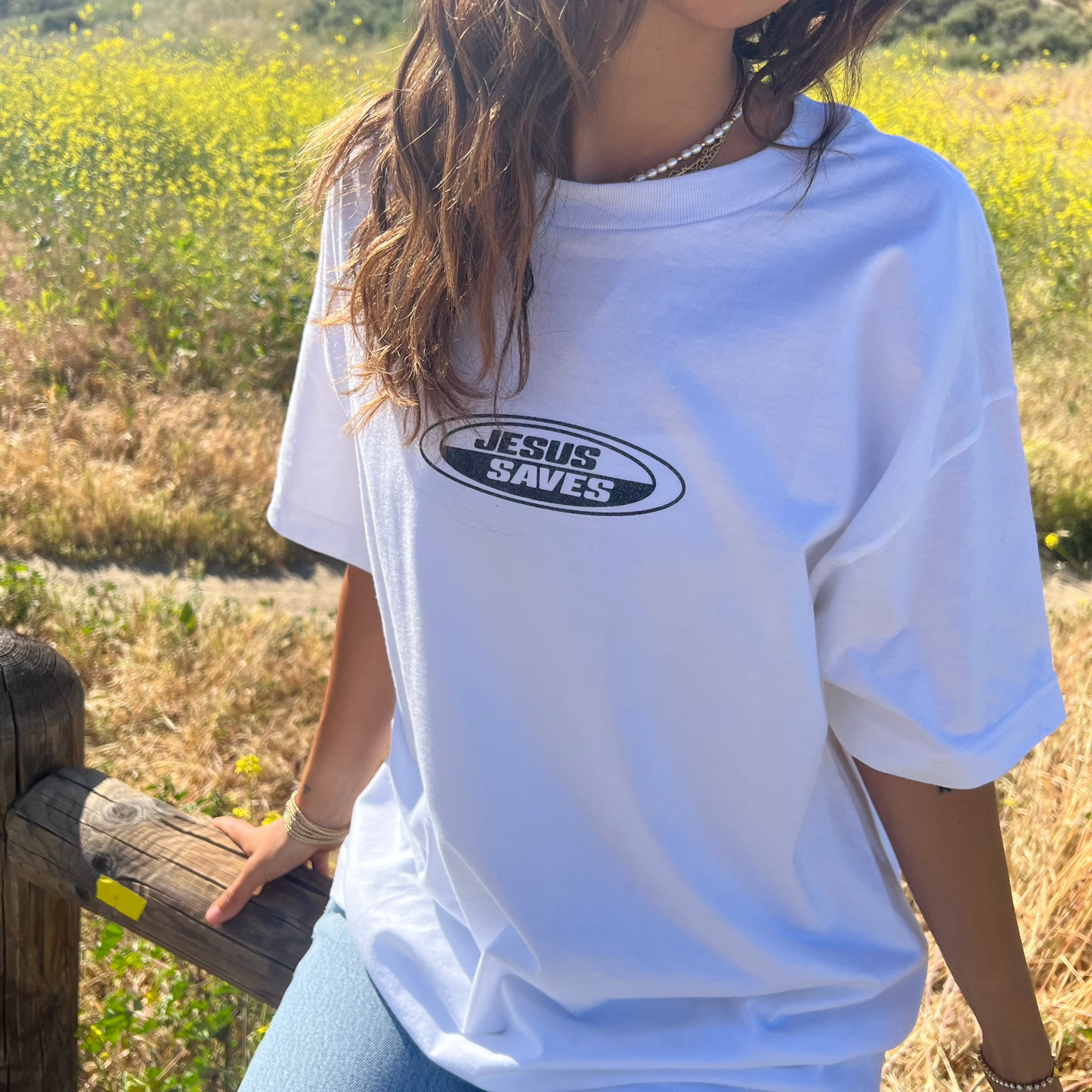 Jesus Saves Tee - White