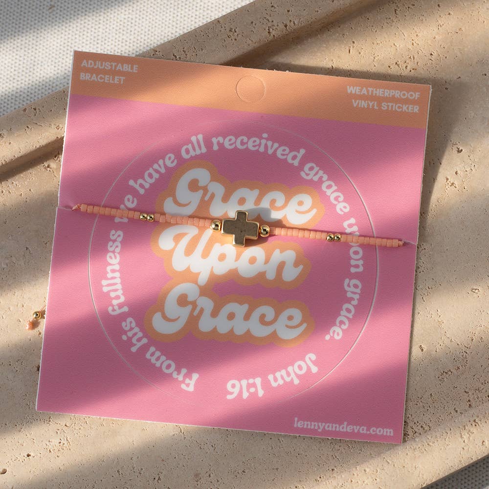 Grace Upon Grace Cross Bracelet + Sticker | John 1:16