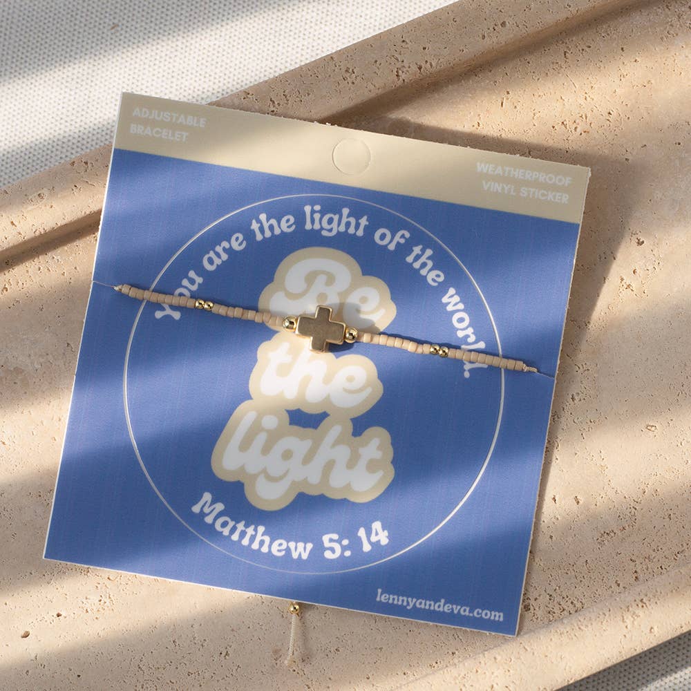 Be the Light Cross Bracelet + Sticker | Matthew 5:14