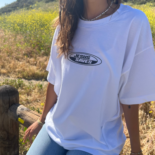 Jesus Saves Tee - White