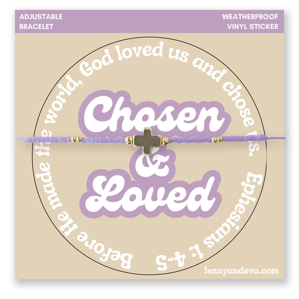 Chosen & Loved Cross Bracelet + Sticker | Ephesians 1:4–5