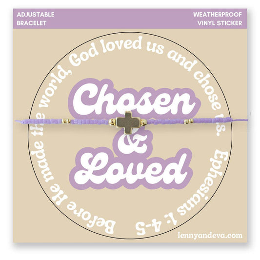 Chosen & Loved Cross Bracelet + Sticker | Ephesians 1:4–5
