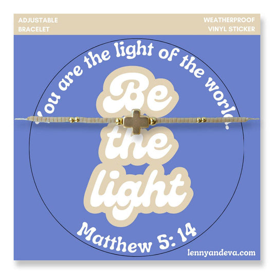Be the Light Cross Bracelet + Sticker | Matthew 5:14