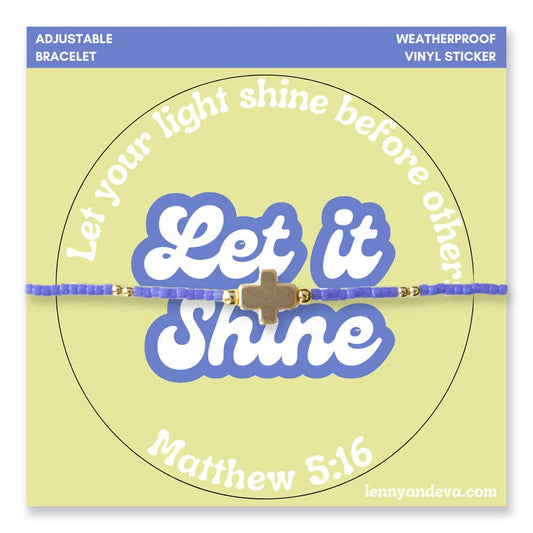 Let It Shine Cross Bracelet + Sticker | Matthew 5:16