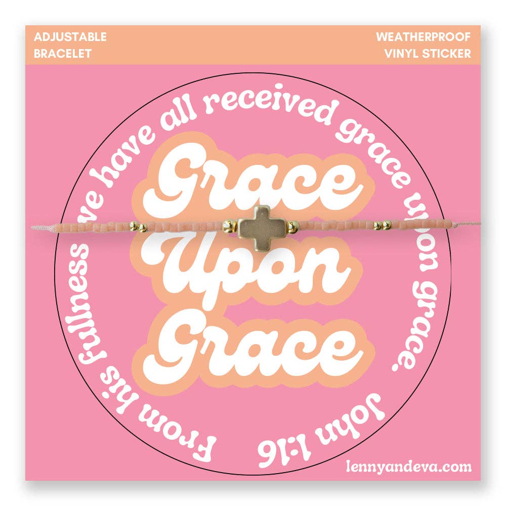 Grace Upon Grace Cross Bracelet + Sticker | John 1:16