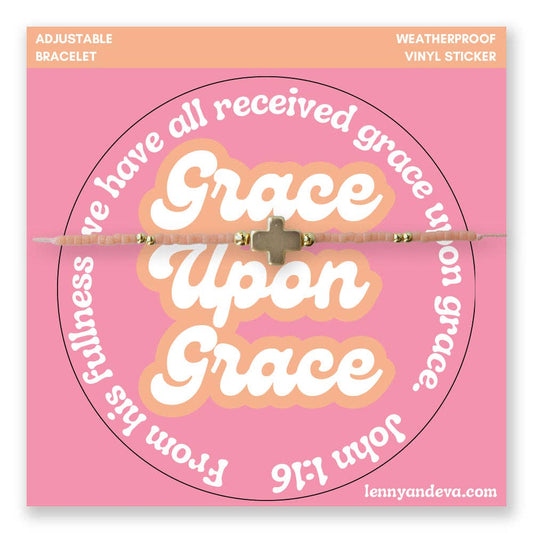 Grace Upon Grace Cross Bracelet + Sticker | John 1:16