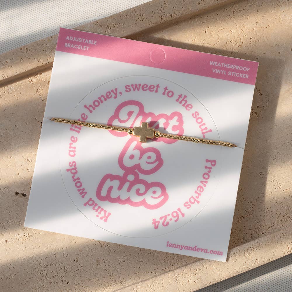 Just Be Nice Cross Bracelet + Sticker | Proverbs 16:25