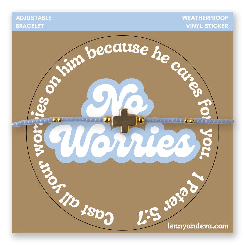 No Worries Cross Bracelet + Sticker | 1 Peter 5:7