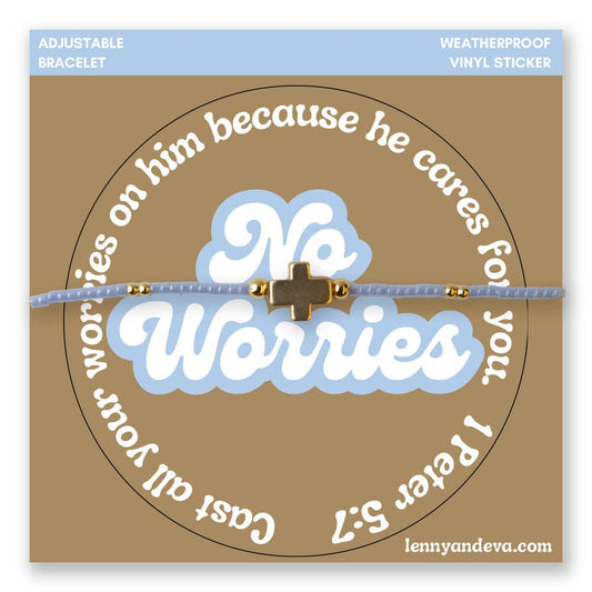 No Worries Cross Bracelet + Sticker | 1 Peter 5:7