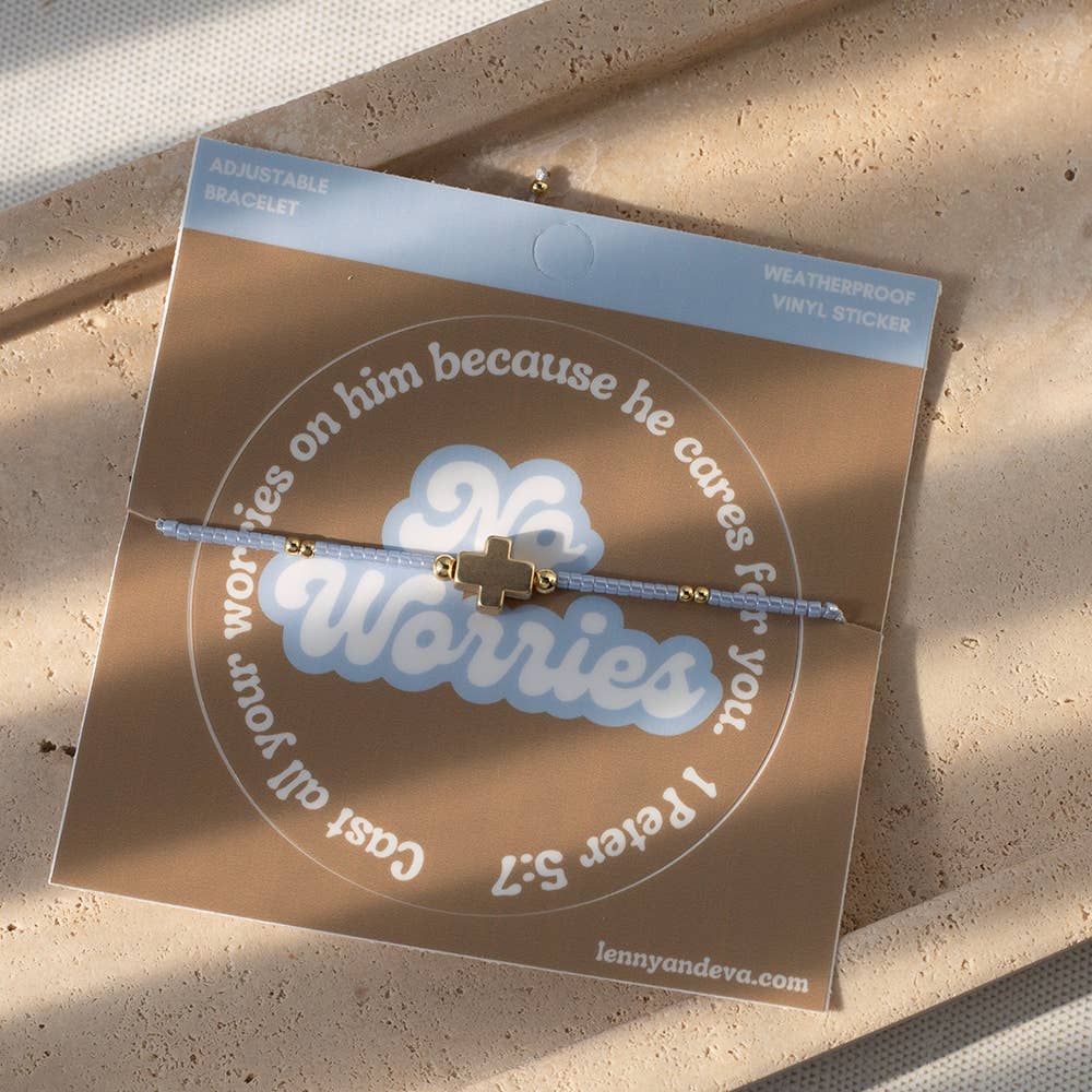No Worries Cross Bracelet + Sticker | 1 Peter 5:7