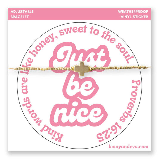 Just Be Nice Cross Bracelet + Sticker | Proverbs 16:25